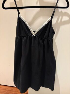 Brandy Melville Black Mini Dress with White Lace Trim